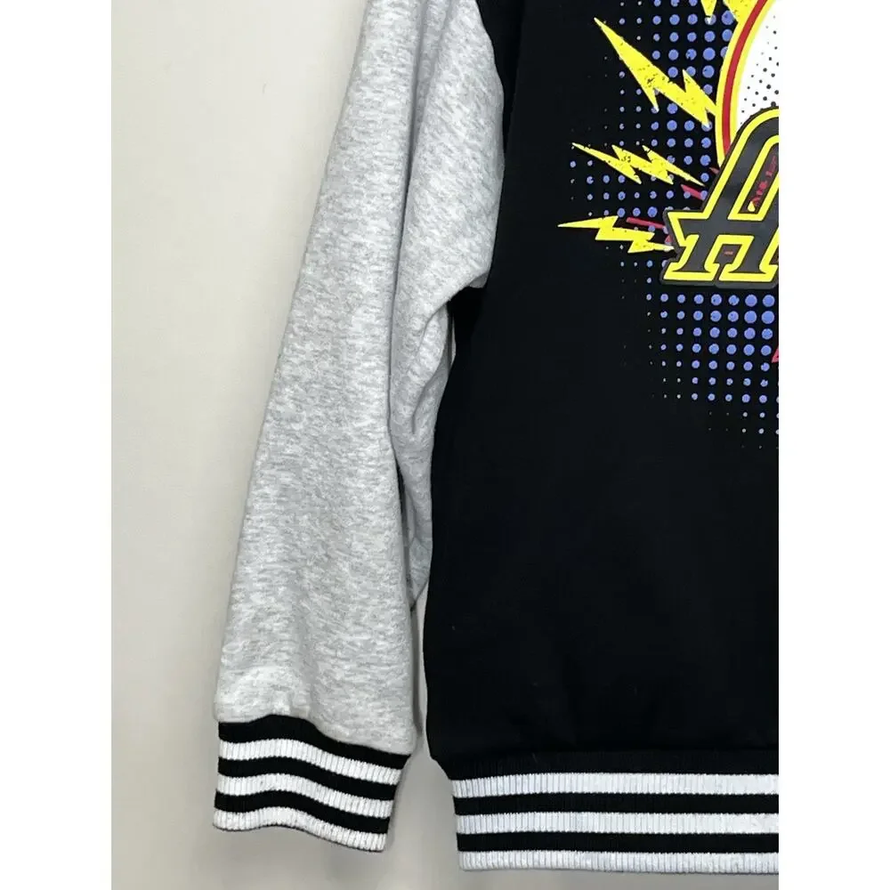 AC/DC High Voltage Graphic Bomber Varsity Jacket Size Small Colorblock Snap Up - Picture 10 of 15